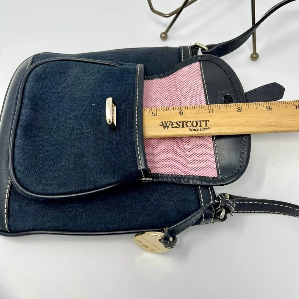 DOONEY & BOURKE Black Crossbody Bag Canvas Leather Trim  Letter Carrier